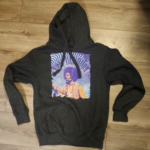Men's Charcoal Zip-Up Hoodie with Purple & Orange Graphic